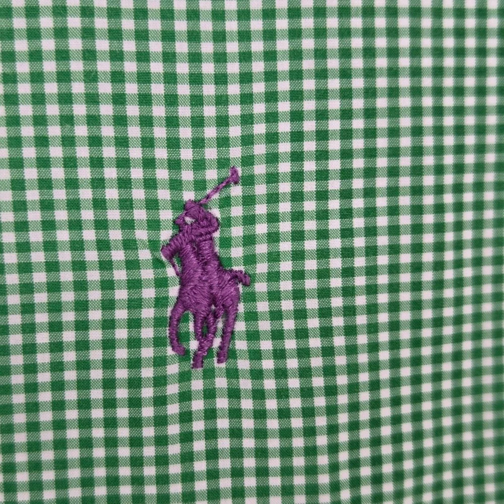 Polo Ralph Lauren Mens 2XB Green Gingham Short Sleeve Button Down Shirt Preppy